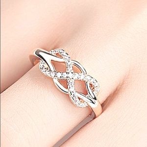 Silver Crystal Infinity Ring